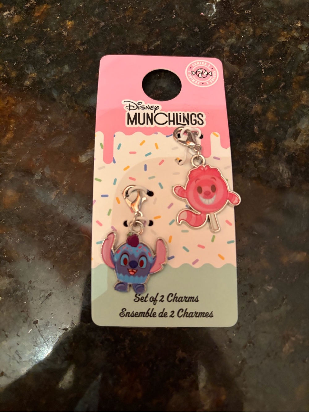 Disney munchlings charms stitch and Cheshire Cat